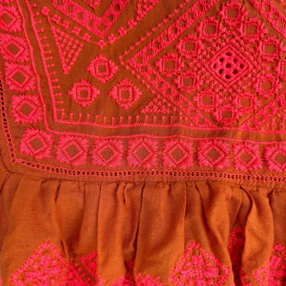 Anthropologie Rica Embroidered Top Size M Sleeveless Ruffled Cotton Easy Comfy - Picture 4 of 9